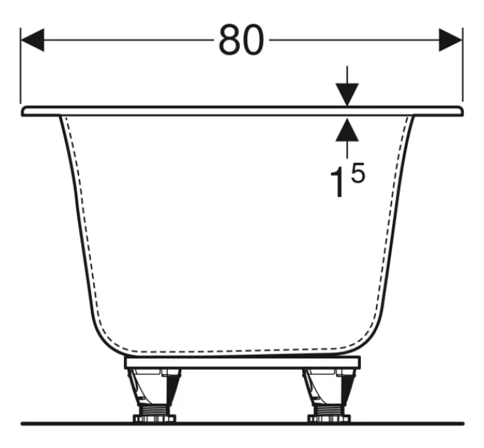 Ванна прямокутна з ніжками Soana Slim rim Duo 180x80 554.004.01.1 Geberit