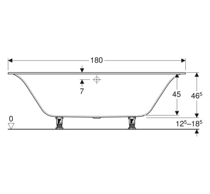 Ванна прямокутна з ніжками Soana Slim rim Duo 180x80 554.004.01.1 Geberit