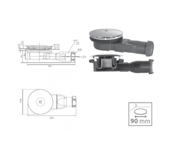 Сифон для піддона R400W Slim Radaway