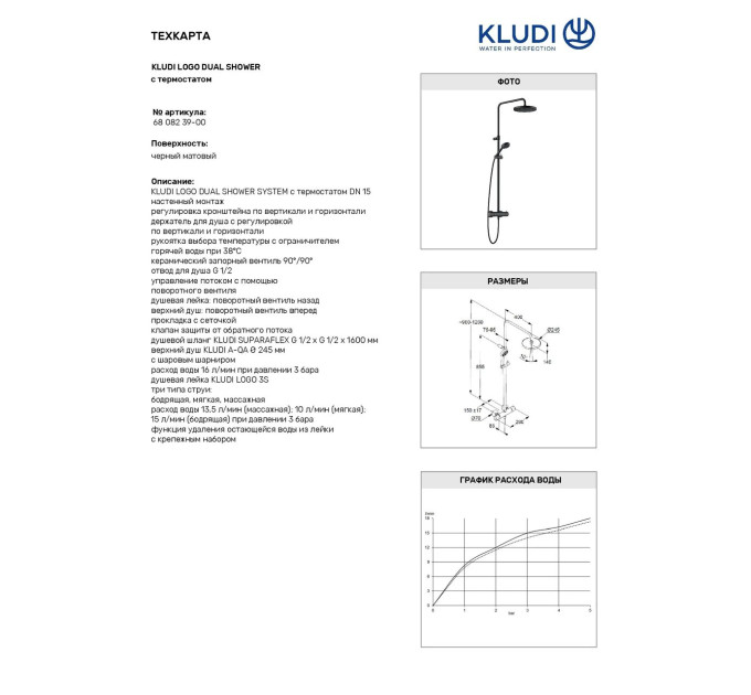 Душова система Dual Shower System Logo 6808239-00 Kludi