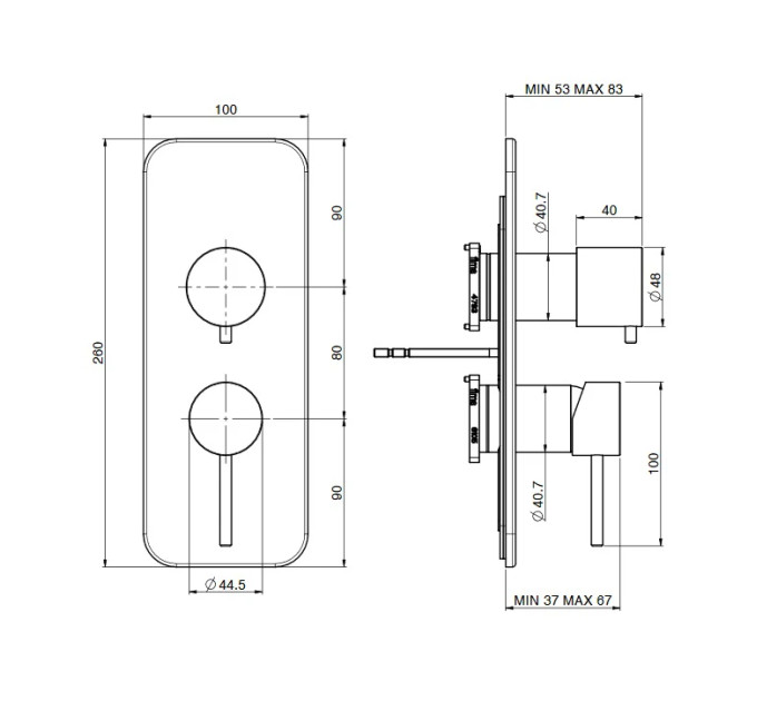 Змішувач для душу Spillo Up (F3039X6CR), Fima