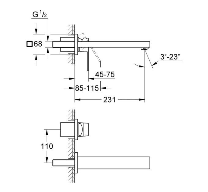 Змішувач для умивальника M-Size Eurocube (23447000), Grohe