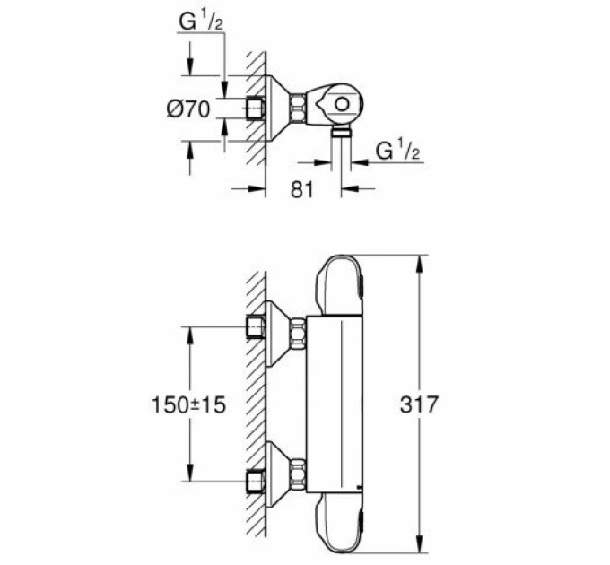 Змішувач для душу Grohtherm 1000 34550000 Grohe