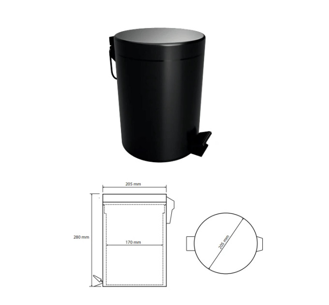 Відро для сміття 5L 104315010 DARK 'Soft Close' Bemeta Чехія