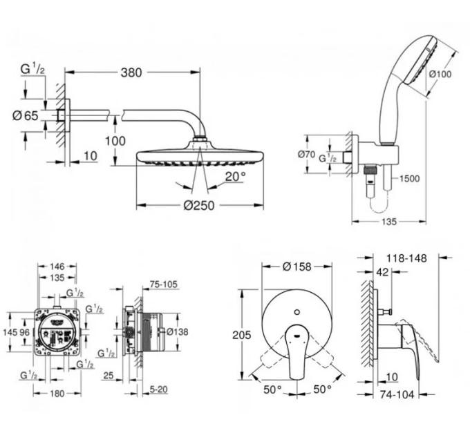 Душова система Eurosmart New UA26416SC3 Grohe