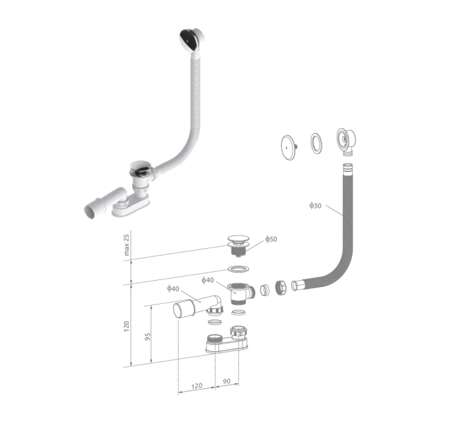 Сифон для ванни Clik-Clak R135L Radaway