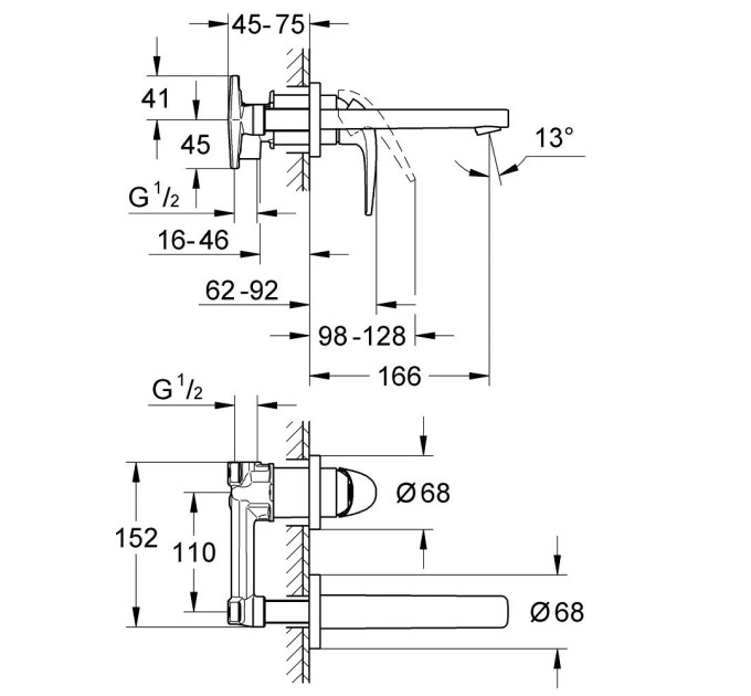 Змішувач для умивальника BauCurve S-Size 20288000 Grohe