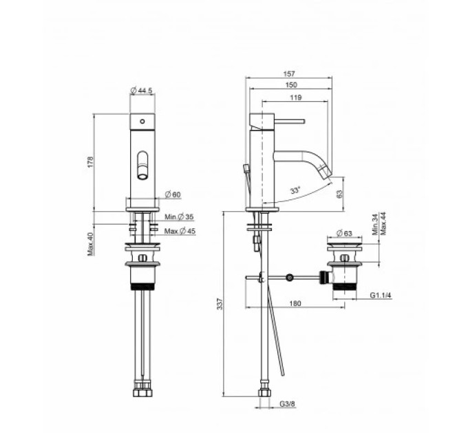 Змішувач для умивальника Spillo Up (F3031XSCR) Fima