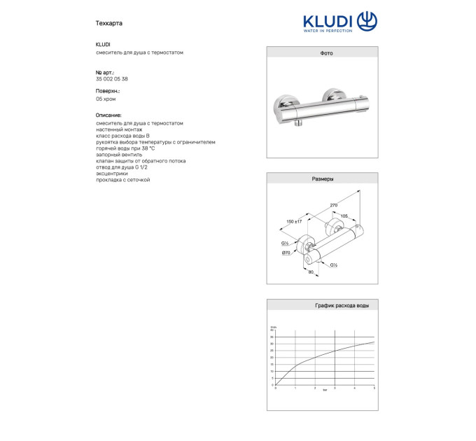 Змішувач для душу Basic (350020538), Kludi