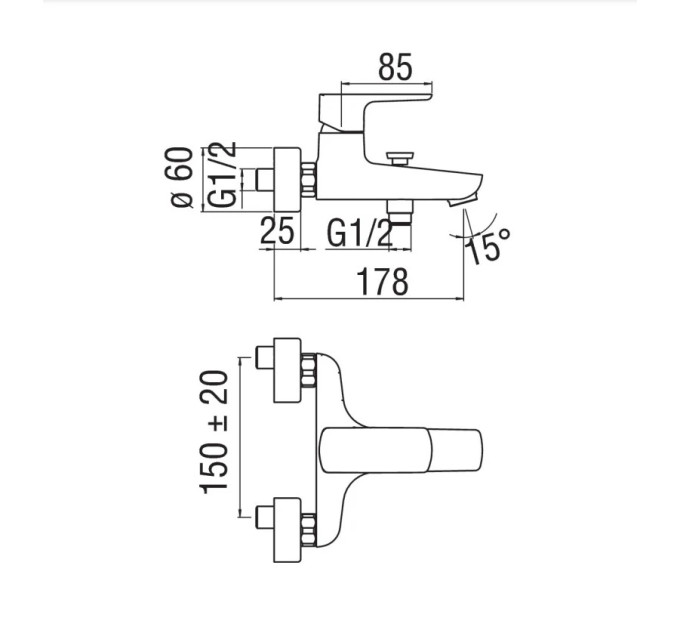 Змішувач для ванни NOBILI ACQUAVIVA VV103110/1CR  Nobili