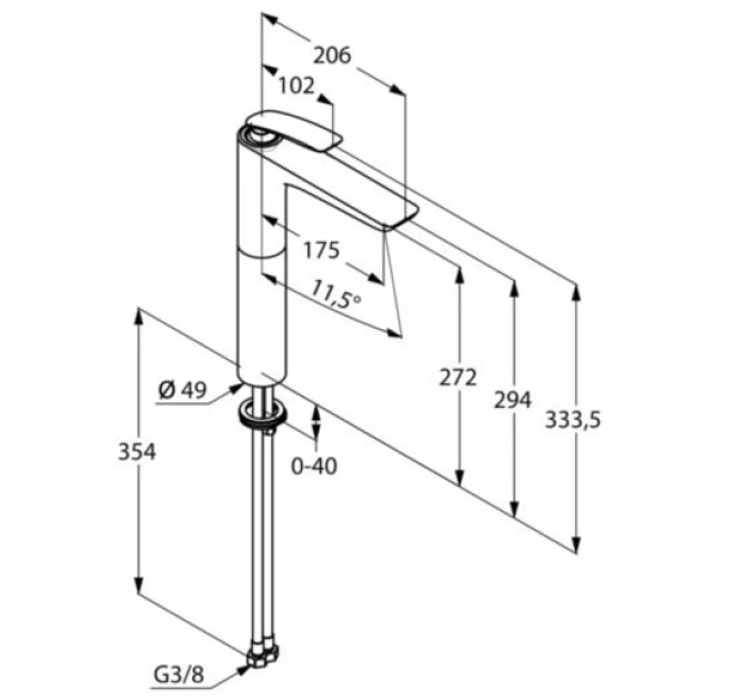 Змішувач для умивальника DN 15 Balance (522988775) чорний, Kludi
