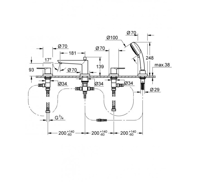 Змішувач для ванни BauLoop (2511900A), Grohe