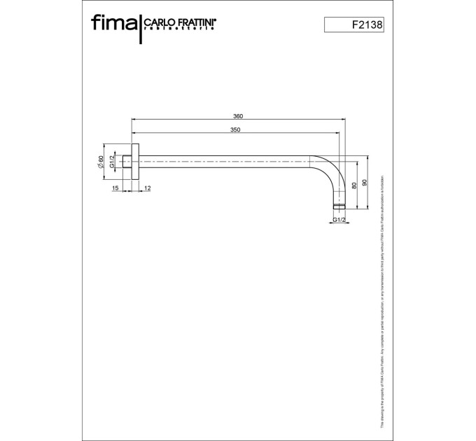 Душовий кронштейн 350 мм Wellness Black matt (F2138NS), Fima