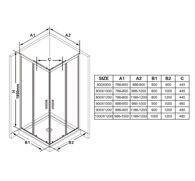 Душова кабіна (половина) BLSRV2K-90 Transparent RAVAK