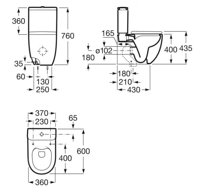 Унітаз підлоговий Meridian-N Rimless (A34224L000), Roca