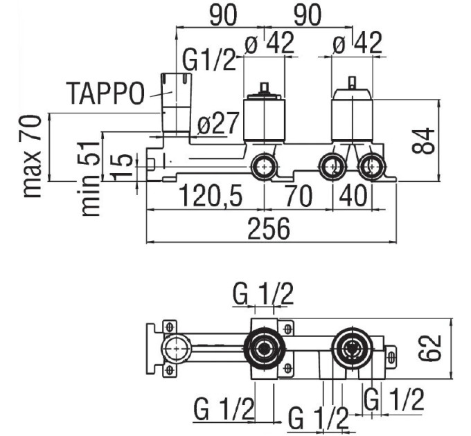 Вбудована частина змішувача (WE81200-TBM), Nobili