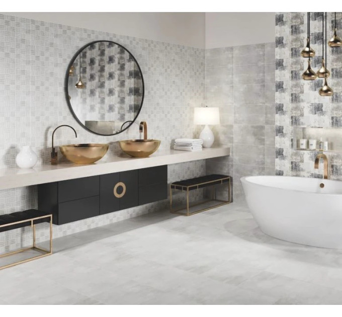 Плитка стінова Avrora Light Grey 29,7x60 код 6004 Опочно