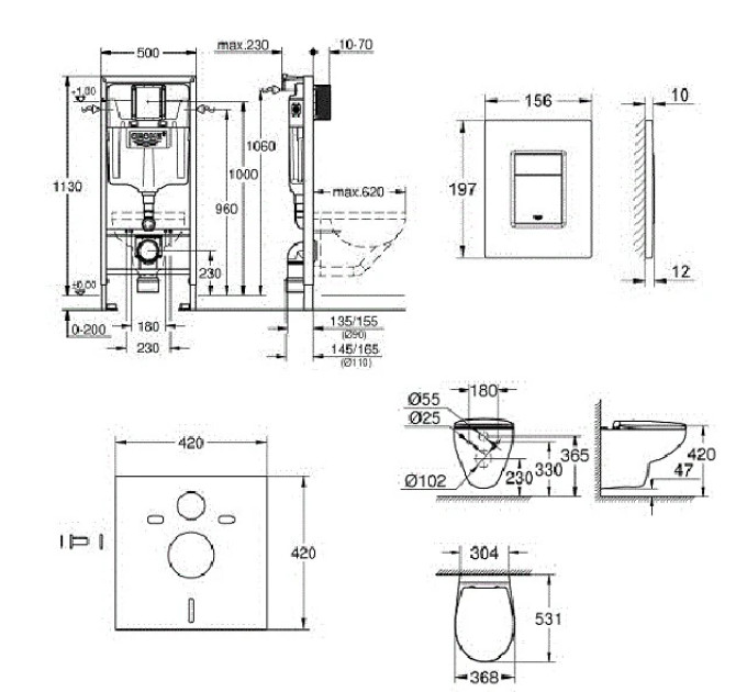Комплект Інсталяція для унітаза 5 в 1 Rapid SL (39586000), Grohe