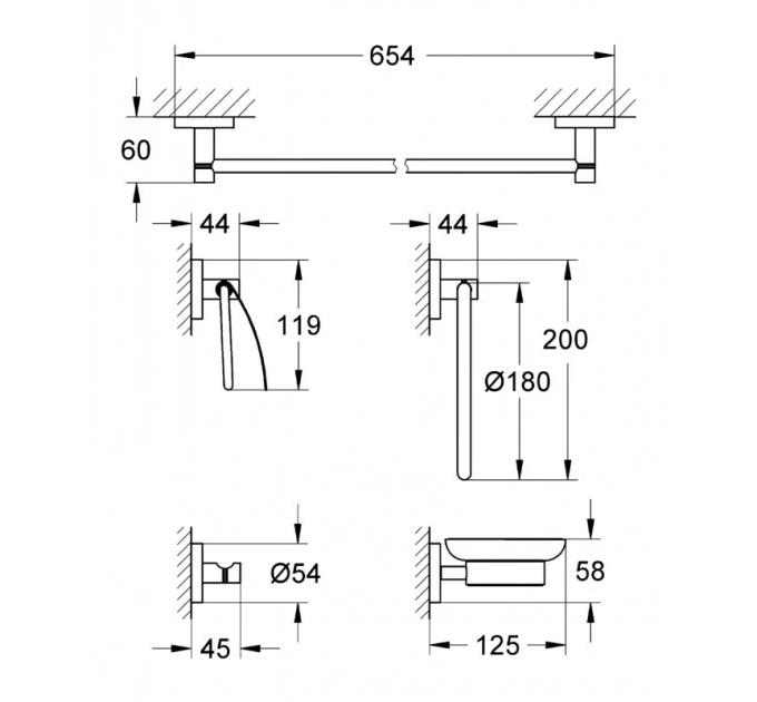 Набір аксесуарів 5 в 1 Essentials (40344001), Grohe
