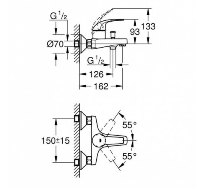 Змішувач для ванни BauCurve 23599000 Grohe