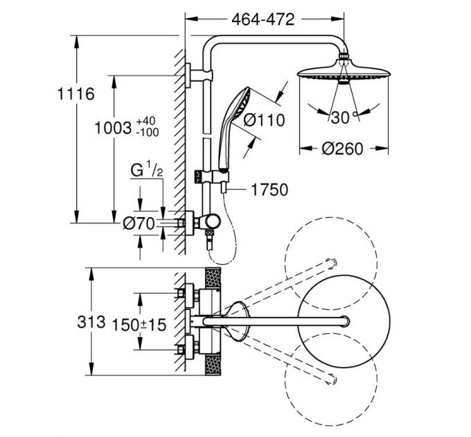 Душова система Euphoria 260 (27296003), Grohe