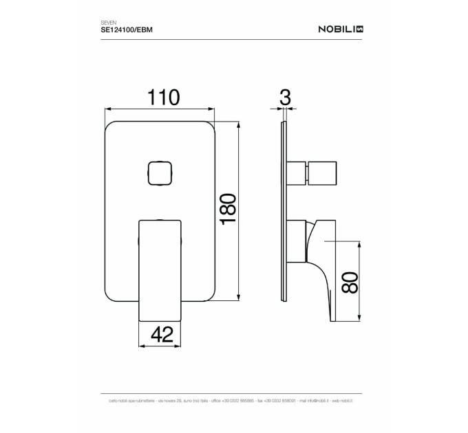 Змішувач для душу Seven Velvet Black (SE124100-EBM) Nobili
