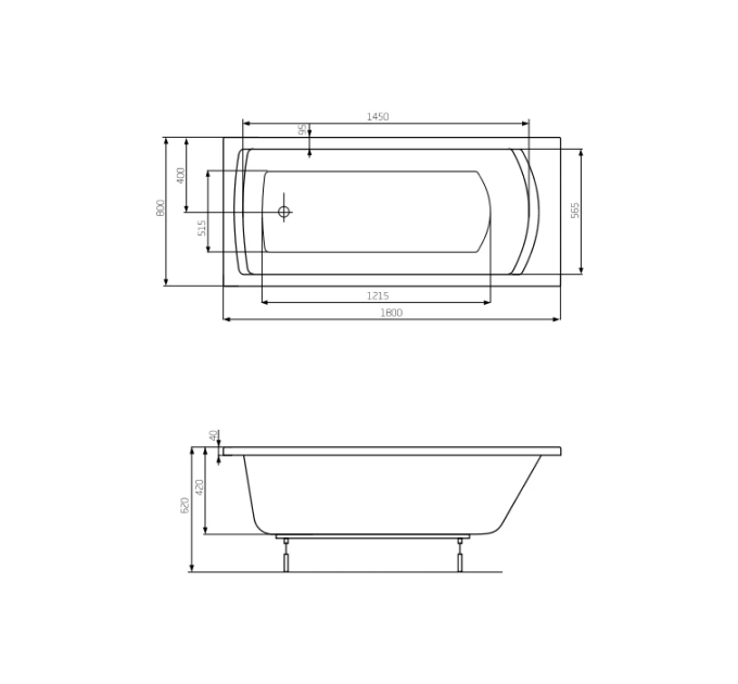 Ванна прямокутна Linea 180х80, Roca