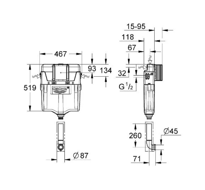 Бачок для унітаза GD 2 (38661000), Grohe