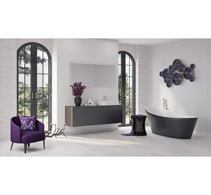 Плитка стінова White SATIN STR 25x40 код 6967 Церсаніт