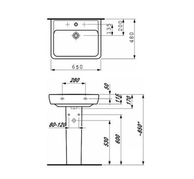 Умивальник Laufen PRO 650 мм H8189530001041 LAUFEN