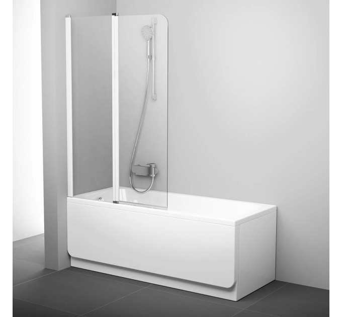 Шторка для ванни двохелементна CVS2-100 L Transparent, (7QLA0100Z1) RAVAK