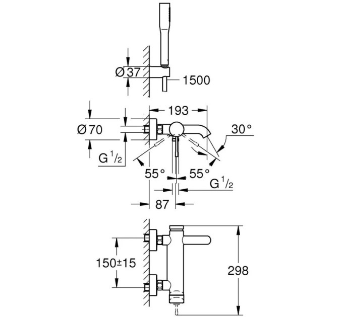 Змішувач для ванни Essence New (33628001), Grohe
