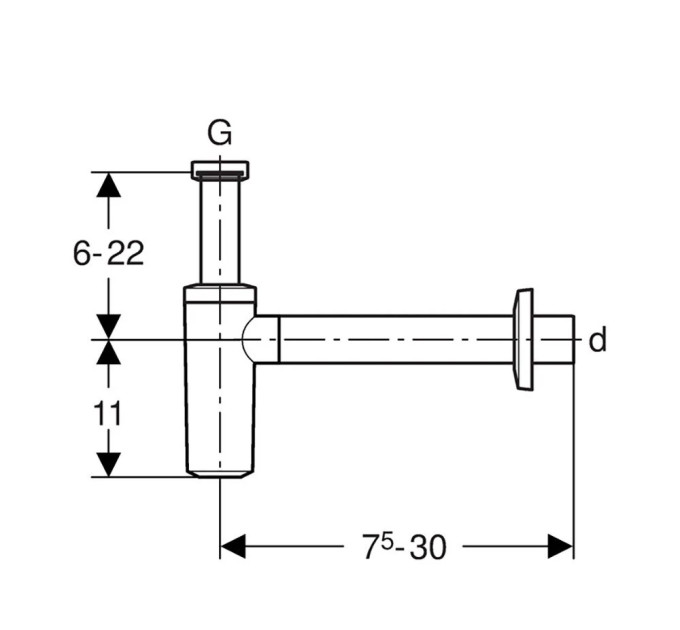 Сифон для умивальника d40 Uniflex (151.035.21.1), Geberit