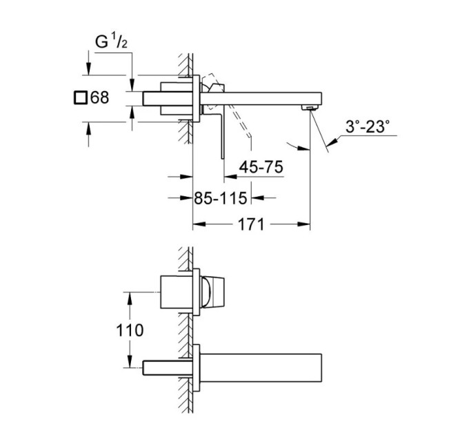 Змішувач для умивальника S-Size Eurocube (19895000), Grohe