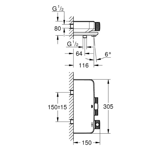 Змішувач для ванни Grohtherm SmartControl (34718000), Grohe