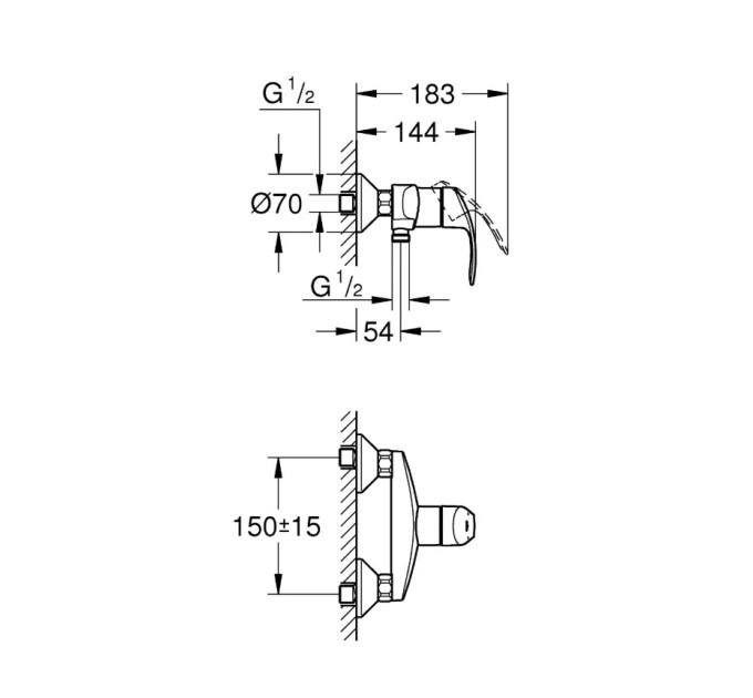 Змішувач для душу Eurosmart (33555002), Grohe