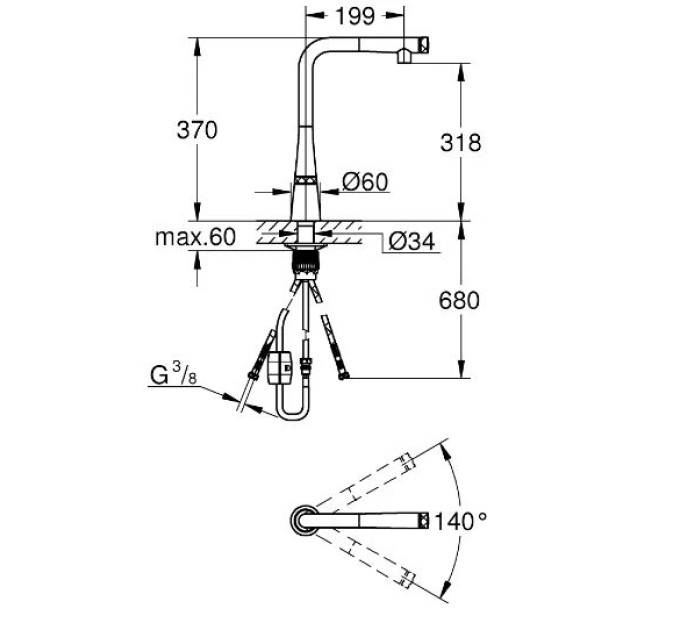 Змішувач для кухні Zedra SmartControl (31593002), Grohe