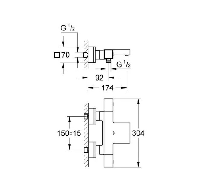 Змішувач для ванни Grohtherm Cube (34497000), Grohe
