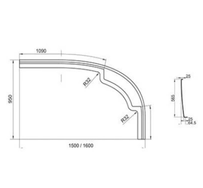 Панель до ванни права A Rosa 95 R 160, RAVAK