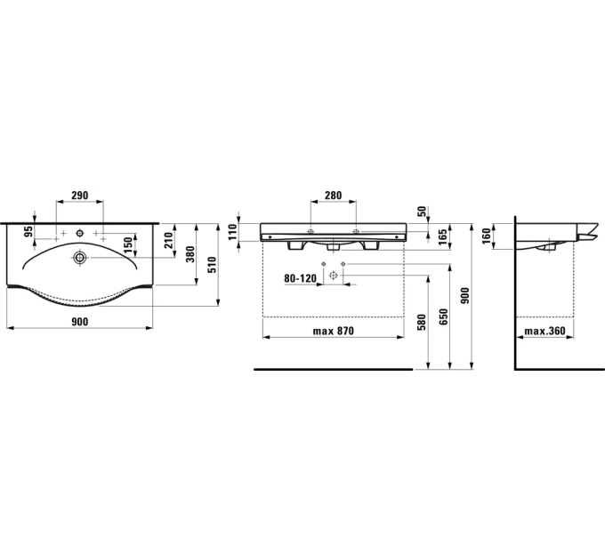 Умивальник Palace 900 мм H8127020001041 LAUFEN