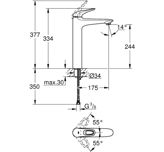 Змішувач для умивальника Eurostyle (23570LS3), Grohe