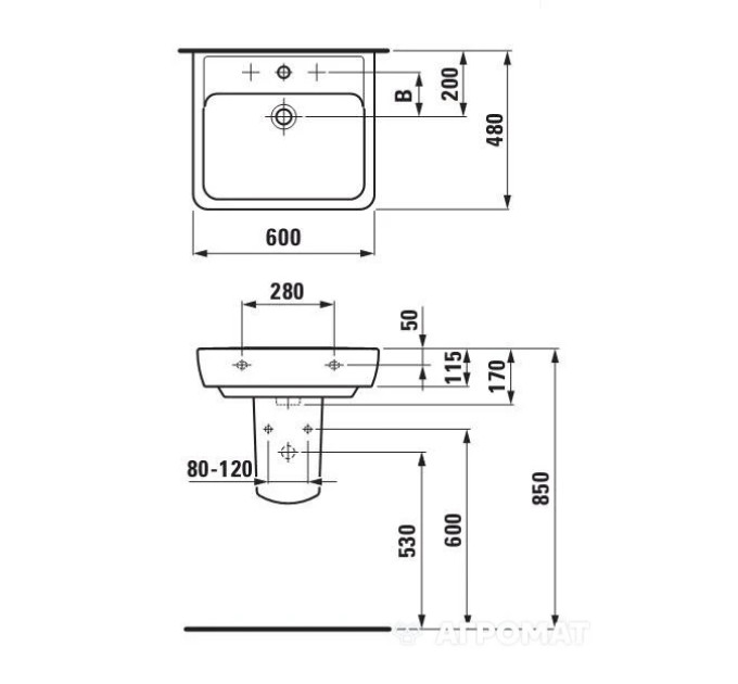 Умивальник Laufen PRO 600 мм H8189520001041 LAUFEN