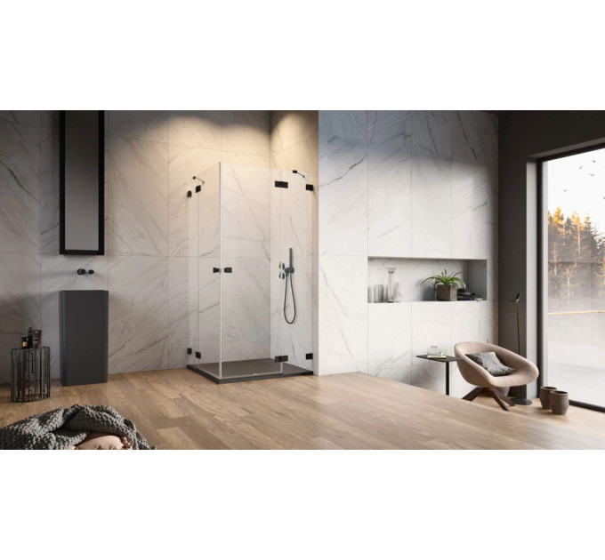 Душова кабіна (половина) Essenza Pro Black KDD 90 права, RADAWAY