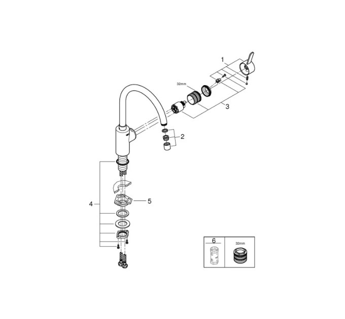 Змішувач для кухні Eurosmart Cosmopolitan (32843002), Grohe