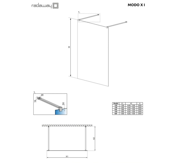 Душова стінка Modo X I 120 RADAWAY