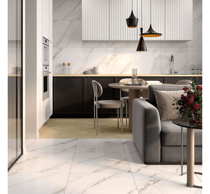 Плитка керамогранітна Riviera White RECT SATIN 598x1198 Cersanit